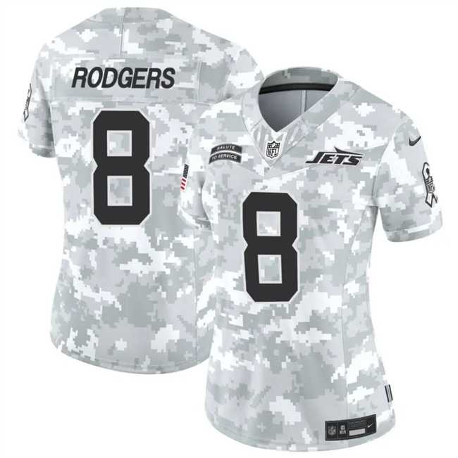 Womens New York Jets #8 Aaron Rodgers 2024 F.U.S.E Arctic Camo Salute To Service Limited Stitched Jersey Dzhi